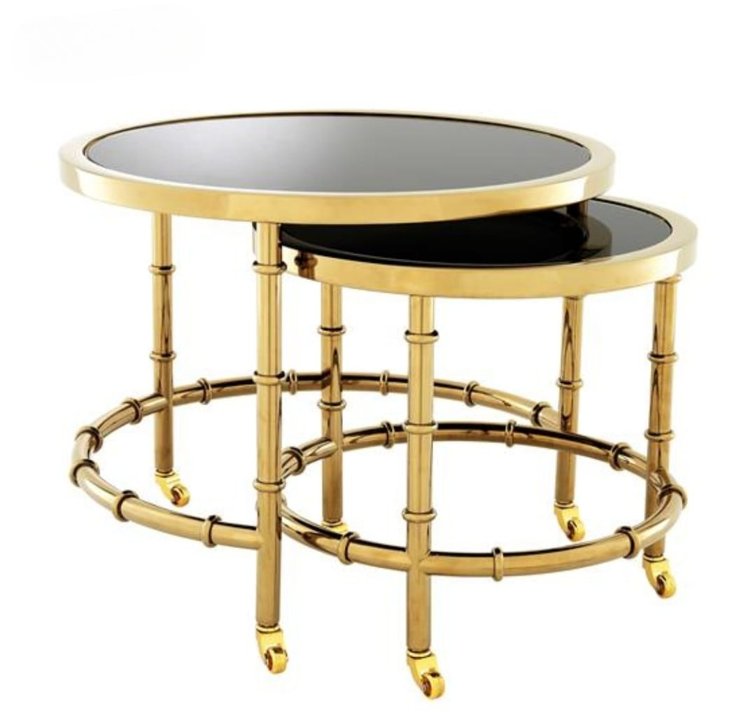 Gold Brass Round Nesting Side Tables AH-175 Moradabad